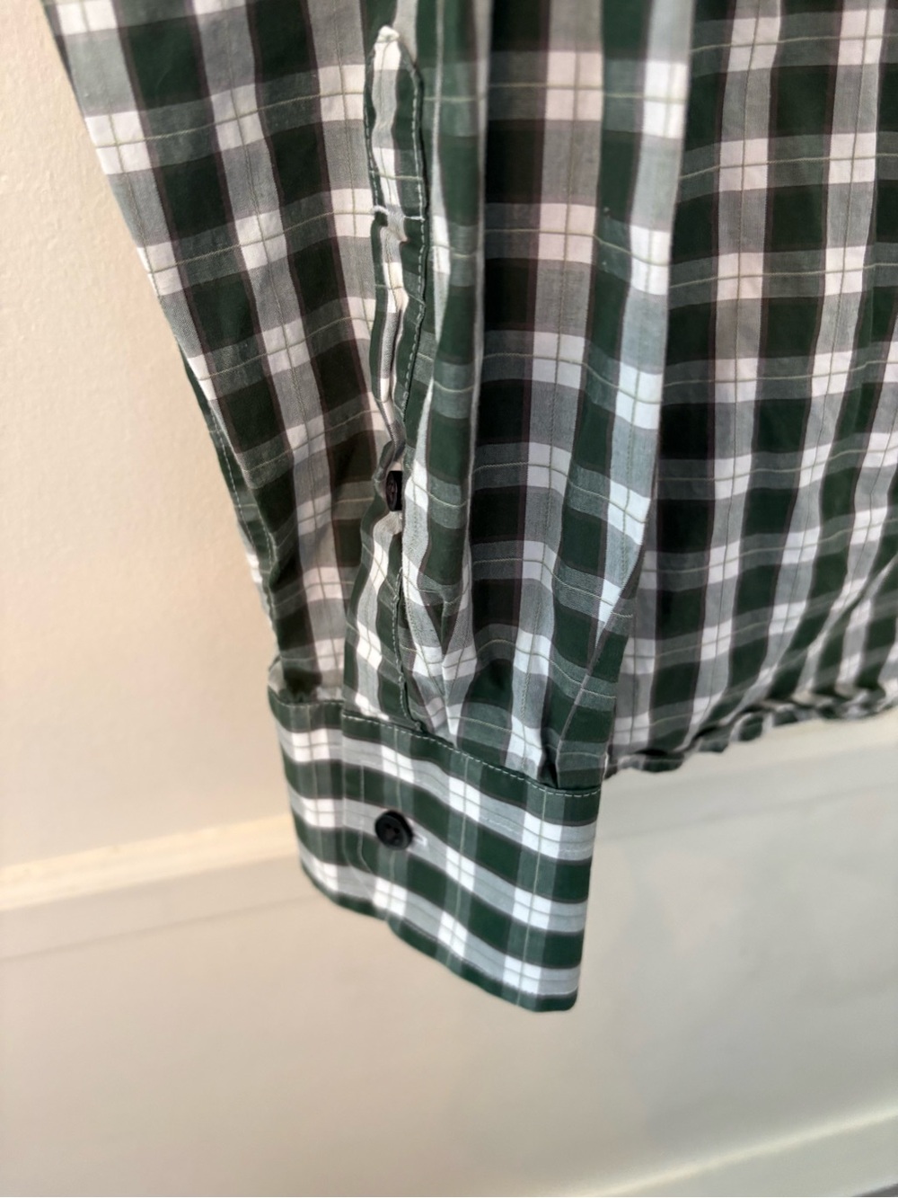 Express Men’s Dress Shirt Plaid Green/gray Long Sleeve Fitted Sz L (16-16 1/2) - Picture 5 of 8